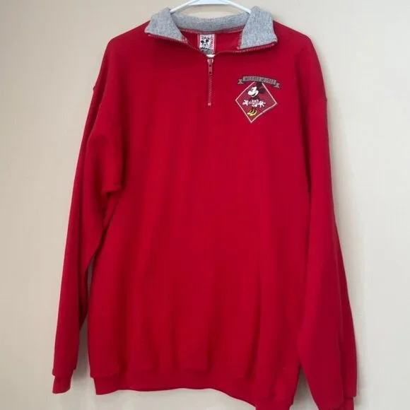 Y2K WALT DISNEY SWEATSHIRT AUTHENTIC RED MINNI MOUSE POLKA DOT DRESS Sz L - Picture 3 of 16